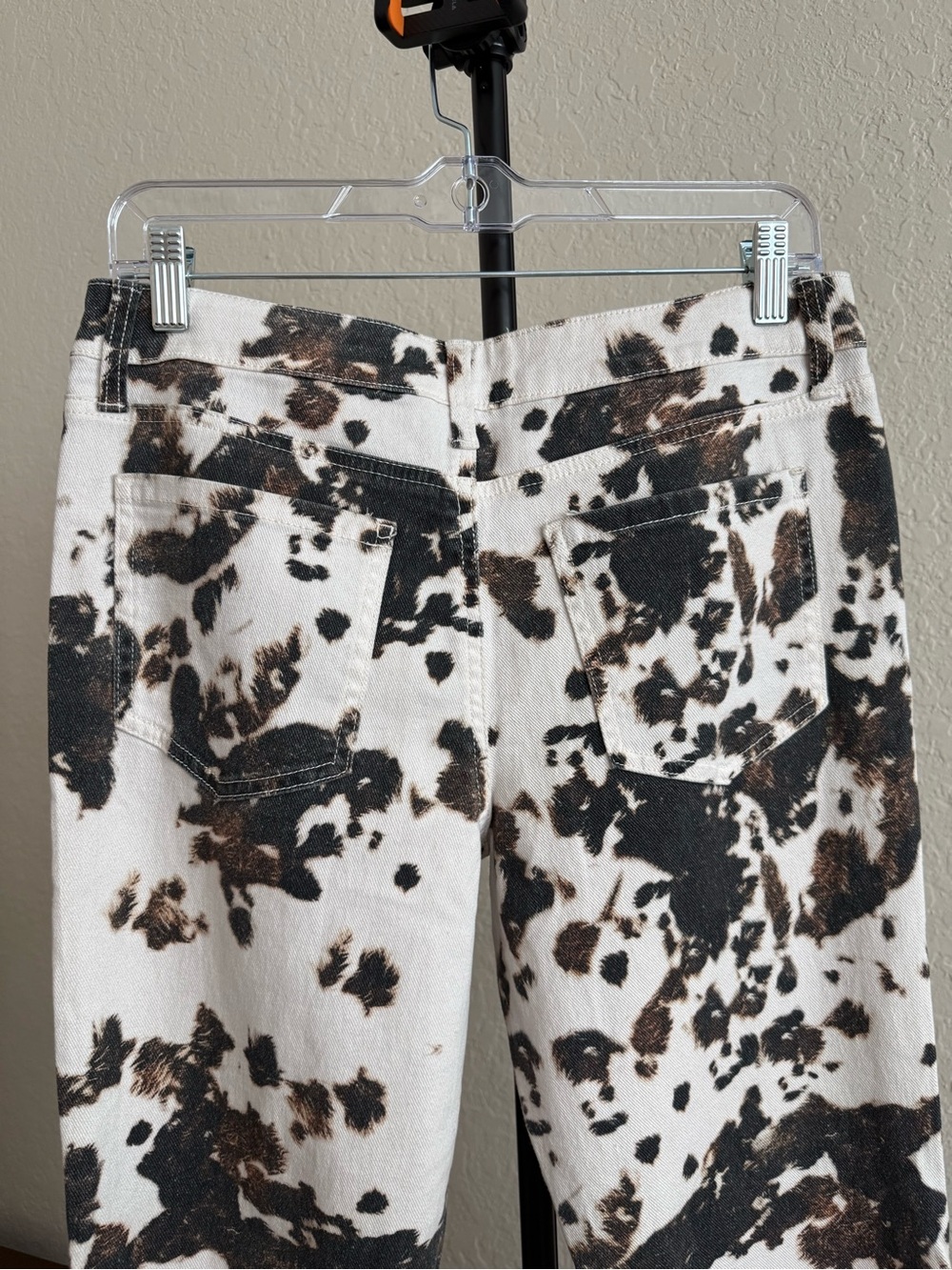 Dakota Blue Ivory & Black Cowprint Flare Jeans - 7/28 - Picture 6 of 8